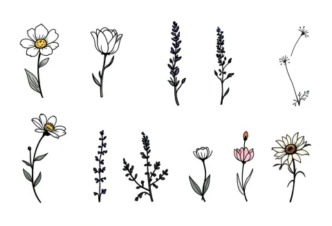 Florais Fineline P&B — Modelo 2