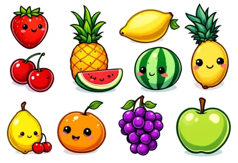 Frutas Kawaii — Modelo 1