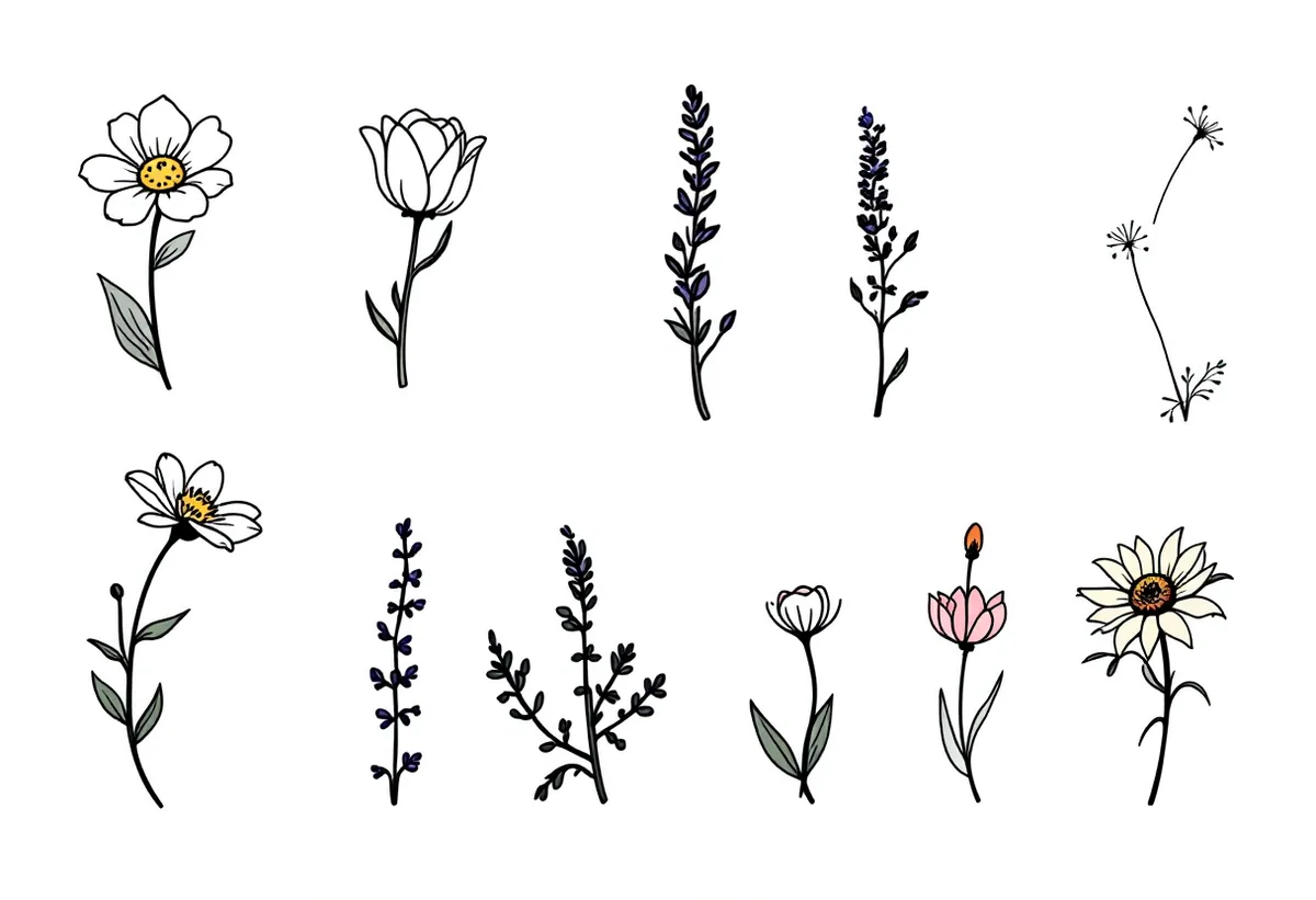 Florais Fineline P&B — Modelo 2