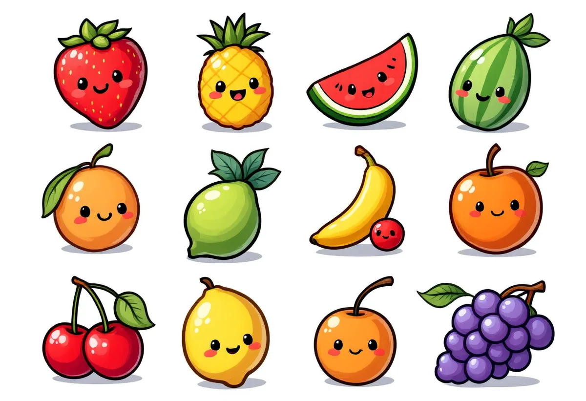 Frutas Kawaii — Modelo 2