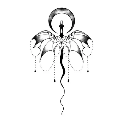 Asas de morcego ornamentais com lua