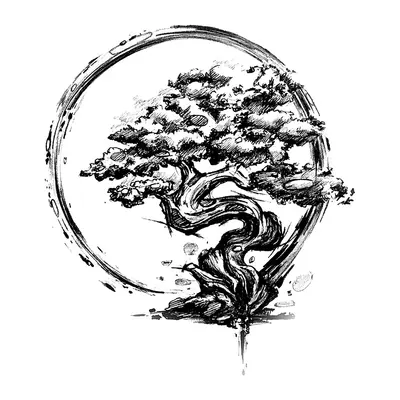 Bonsai em círculo zen