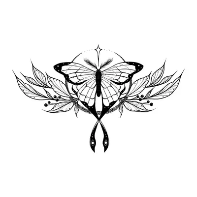 Borboleta com folhas