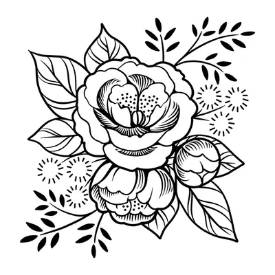 Buquê de camélias e flores
