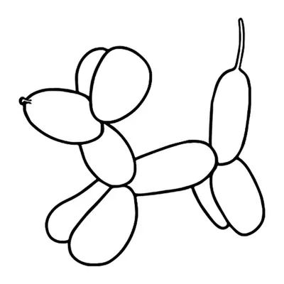 Cachorro de balão em contorno