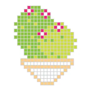 Cacto de pixel com flores
