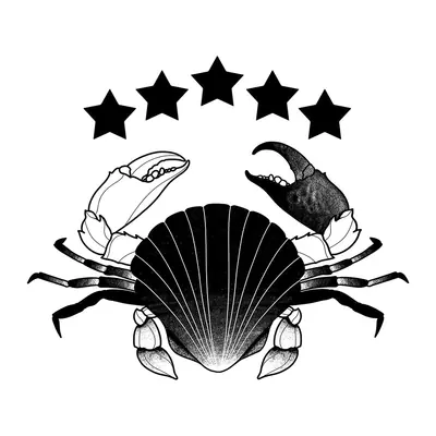 Caranguejo com cinco estrelas