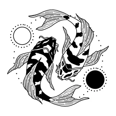 Carpas yin yang com sol e lua