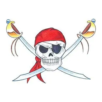 Caveira pirata de bandana vermelha