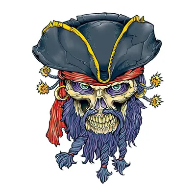 Caveira pirata de barba azul