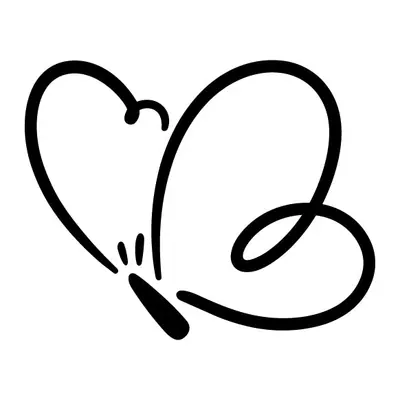 Coração com borboleta em linha