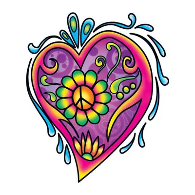 Coração hippie com símbolo da paz