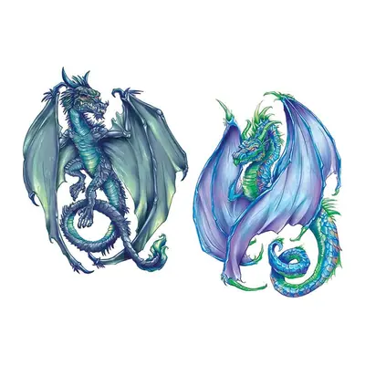 Dois dragões azul e roxo