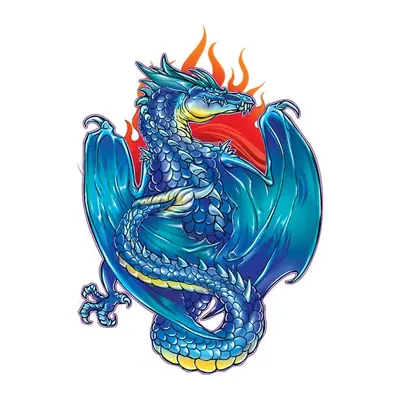 Dragão azul com fogo