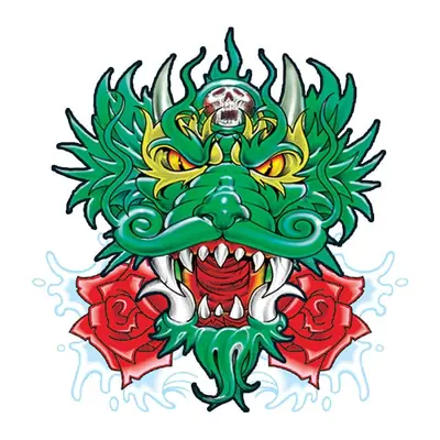 Dragão verde com rosas