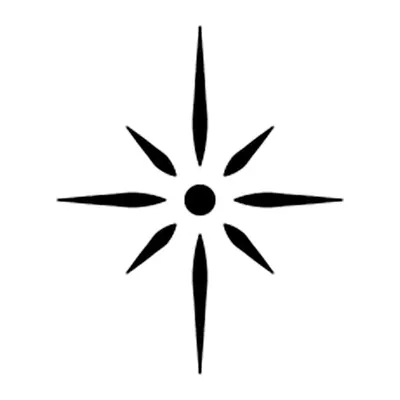 Estrela de quatro pontas com círculo