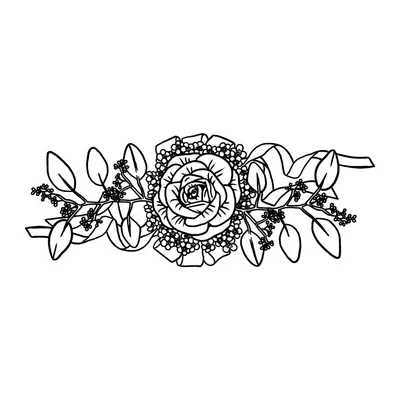 Faixa de rosa e folhagem