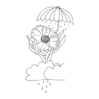 Flor sob guarda-chuva com chuva