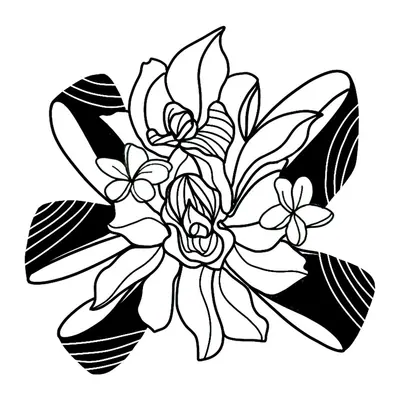Flores com fitas pretas