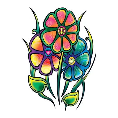 Flores hippie coloridas
