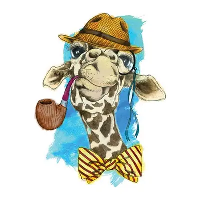 Girafa de chapéu e cachimbo grande