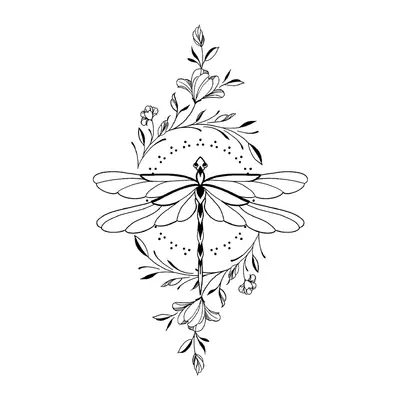 Libélula com flores