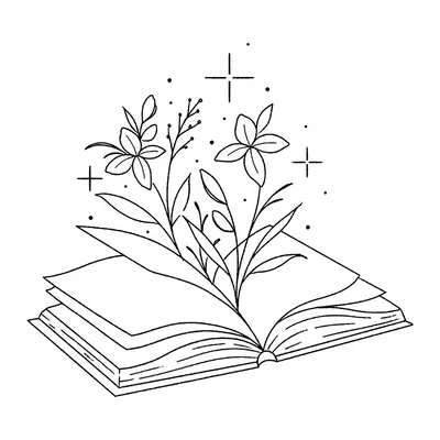 Livro aberto com flores