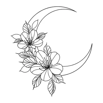 Lua crescente com flores