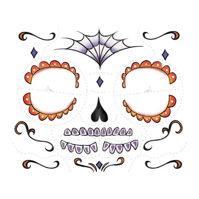 Maquiagem de caveira mexicana laranja