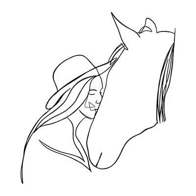Mulher e cavalo em linha