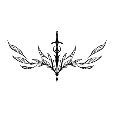 Ornamento de folhas com adaga