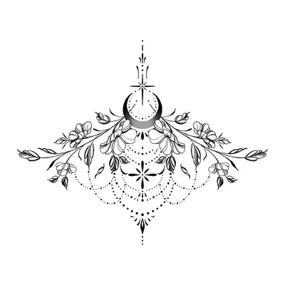 Ornamento floral com lua