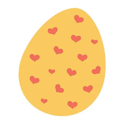 Ovo de Páscoa amarelo com corações