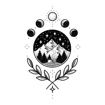 Paisagem com fases da lua
