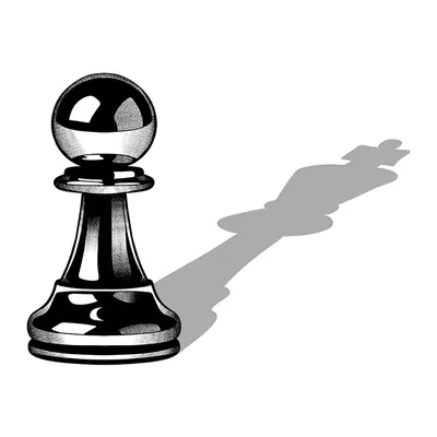Peão de xadrez com sombra de rei