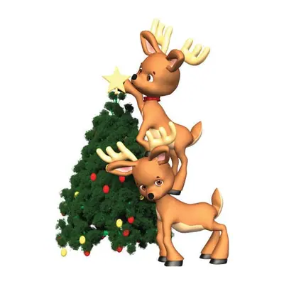 Renas decorando a árvore de Natal