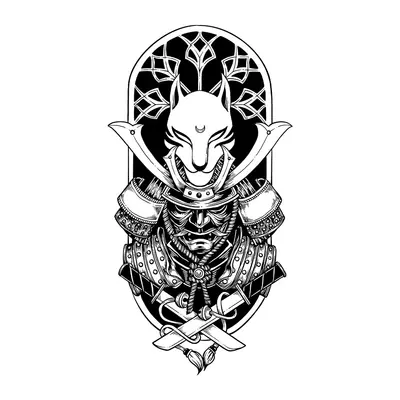 Samurai com máscara de raposa