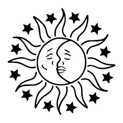 Sol e lua com estrelas