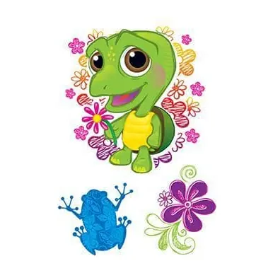 Tartaruga e sapo com flores