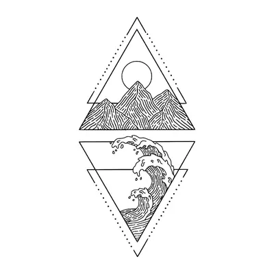 Triângulos com montanha e onda