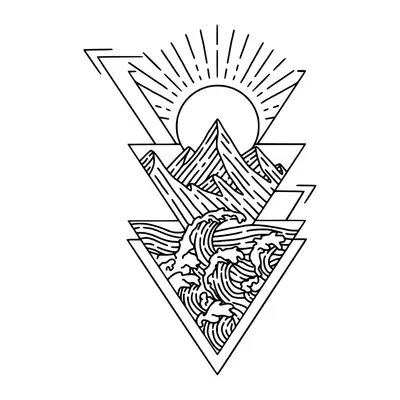 Triângulos com montanha e sol