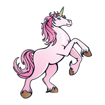 Unicórnio rosa empinando