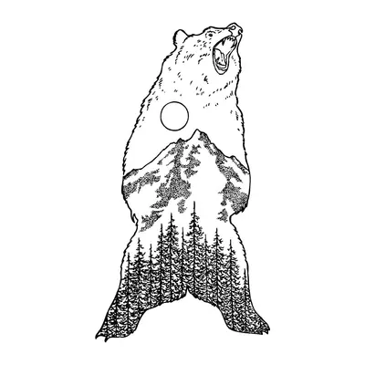 Urso com floresta