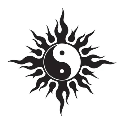 Yin yang com sol tribal