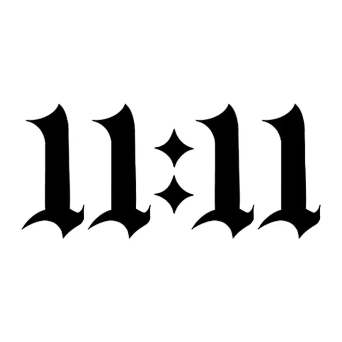 Tatuagem temporária Números — 11:11 gótico. Inclui número