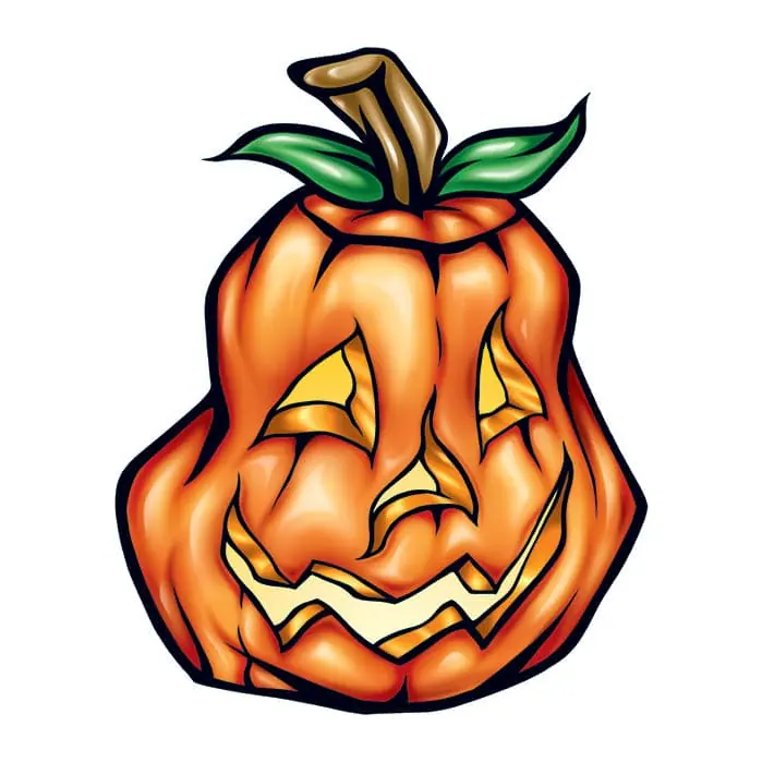 Tatuagem temporária Caveiras e Sombrio — Abóbora de Halloween assustadora. Inclui abóbora