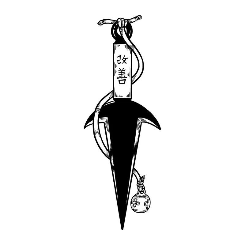 Tatuagem temporária Espadas e Armas — Adaga japonesa com amuleto. Inclui adaga