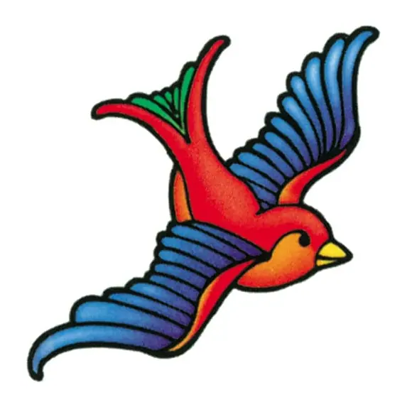 Tatuagem temporária Pássaros — Andorinha vermelha e azul. Inclui andorinha