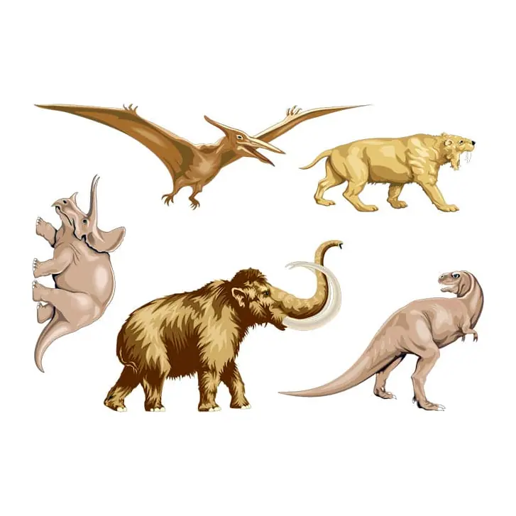 Tatuagem temporária Animais Selvagens — Animais pré-históricos. Inclui mamute, pterodáctilo