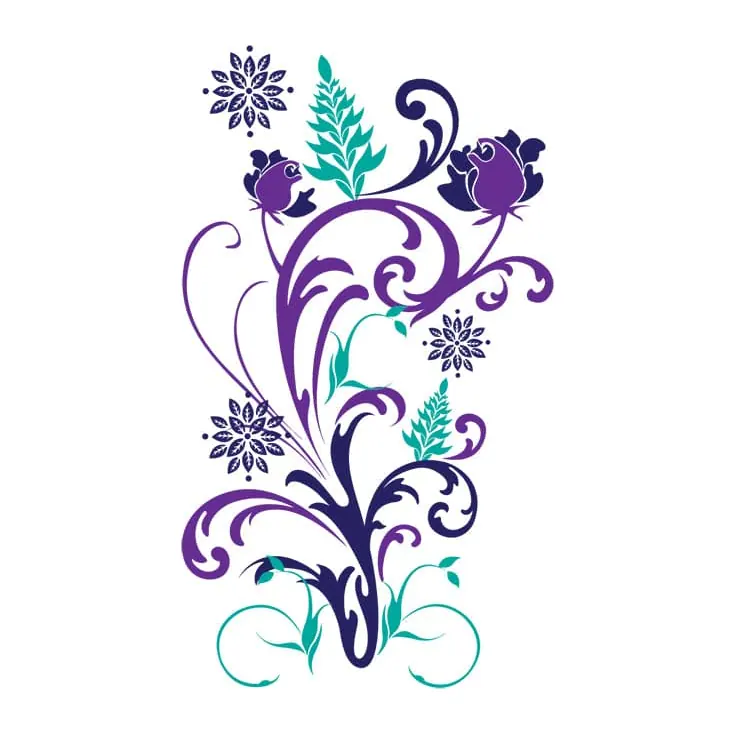 Tatuagem temporária Flores — Arabescos florais coloridos. Inclui flores, arabescos